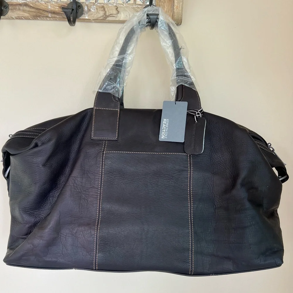 Kenneth Cole Colombian Leather Weekender Duffel - Picture 2 of 5